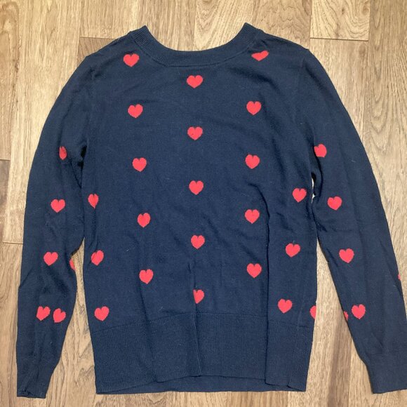 Women's GAP Navy with Hearts Sweater Size Small - Picture 5 of 5